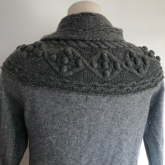 ANTHRO Sleeping On Snow Cablepom Cardigan Sweater - Picture 6 of 8